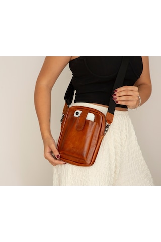 Bloominbag Bloombag Cognac Brown Hakiki Deri Crossbody Çanta Taba