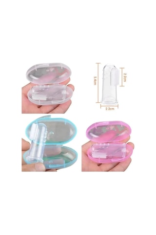 Mucit Home Mavi Erkek Bebek Çocuk Silikon Parmak Diş Kaşıyıcı Dil Temizleyici Diş Fırçası Çok Renkli