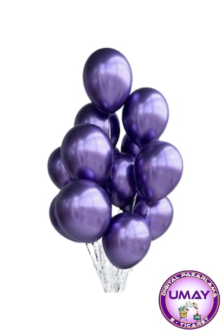 10 Adet 12 İnç Metalik Balon Helyum Uyumlu Parlak Lateks Parti & Organizasyon Balonu Mor