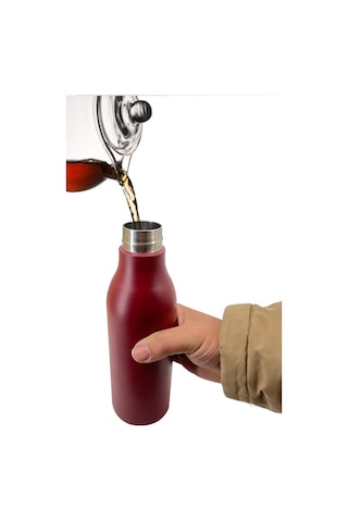 Hangfox Stainless Steel Vacuum Flask 550ml - Peach Pink Coke Bottle Shape, Long-lasting Insulation, Bpa Free, Sweat-resistant Twist Cap