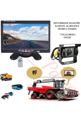 Döverbiçer Traktör Arka Görüş 18 Led Kamera Sistemi Monitör 7 İnç