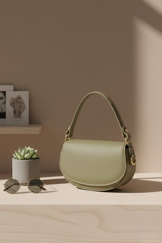 Vellabags Haki Mini Kadın El & Omuz Çantası Retro Baguette Model Şık Günlük Tasarım Haki - Haki