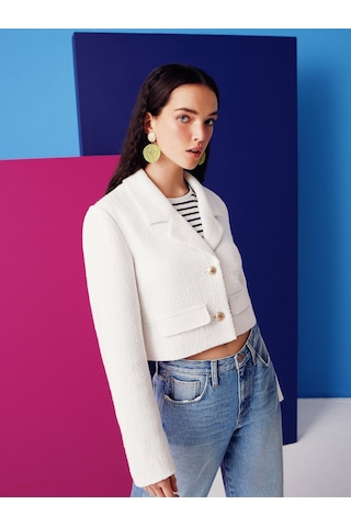 Colins Beyaz Kadın Ceket Cl1067520 Q1.v1 Ofw Beyaz