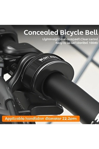 Fortunelane Alüminyum-plastik Bisiklet Zili, 90-100db Ses, 22.2mm Direksiyon Uyumlu, Gizli Konfigürasyon, Siyah-saydam