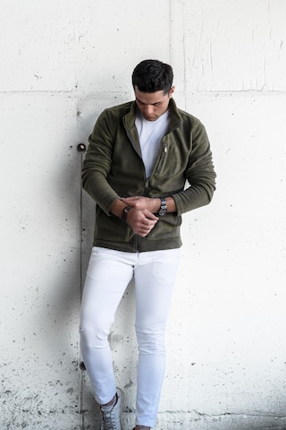 Polar Slimfit Fermuarlı Dik Yaka Erkek Hırka Yeşil