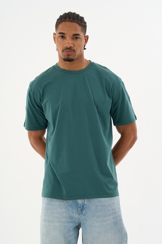 Dechers Erkek %100 Organik Pamuklu Yumuşak Dokulu Comfort Fit Bisiklet Yakalı T-shirt E222 Koyu Yeşil