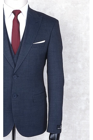 Jan Carlucci Slimfit Yelekli Drop 6 Takım-Lacivert