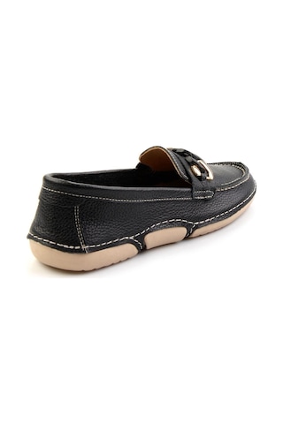Bambi Siyah Hakiki Deri Kadın Loafer Ayakkabı K01028130303 Siyah