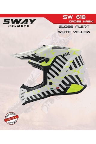Sway Alert Full Face Tam Korumalı Kask 53-54cm Beyaz - Sarı