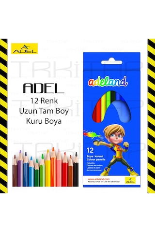 Adeland 12 Renk Karton Kutu Uzun Tam Boy Kuru Boya 12 Li 86908262025