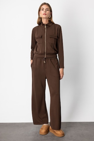 On Kadın Beli Lastikli Bol Paça Eşofman Altı 66510 Kahverengi Kahverengi