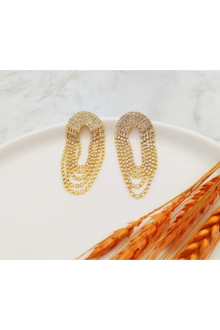 Fenomen Sallantılı Gold Küpe Sarı