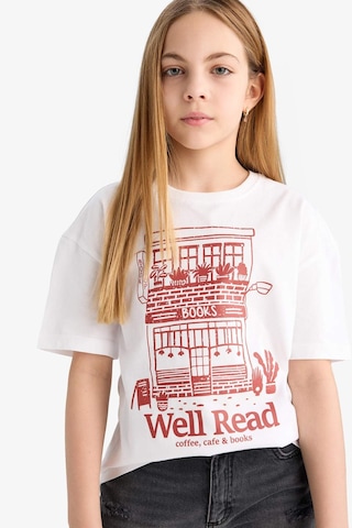 DeFacto Relax Fit Bisiklet Yaka Baskılı Kısa Kollu Kız Çocuk Tişört E0355A825SMWT34 - Beyaz