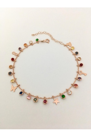 Gümüş Rose Renkli Zirkon Taşlı Kelebek Yıldız Kalp Sonsuzluk Pull Gümüş