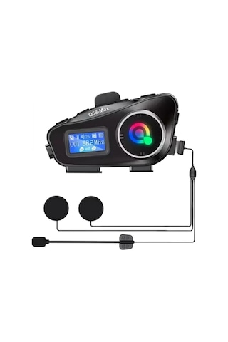 Q58 Motorsikletler İçin Fener Özellikli Sd Kart Bölümlü Lcd Ekranlı Kablosuz Bluetooth Kulaklıklı