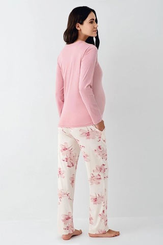 Pierre Cardin 9059 Hamile Lohusa Düğmeli Bisiklet Yaka Pijama Takımı - Gül Kurusu