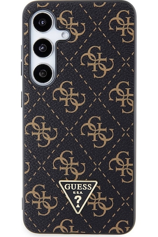 Galaxy S24 Uyumlu Kılıf Guess Lisanslı Pu Üçgen Logo 4g Desenli Kapak Siyah
