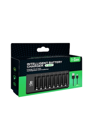 I-Gen G800 8'li Pil Şarj Aleti AA/AAA Kalem Pil Uyumlu Type-C Giriş Akıllı Hızlı Pil Şarj Cihazı