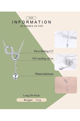 Gümüş Bamoer 925 Ayar Gümüş Infinity Sonsuza Aşk Zincir Kolye Kolye Kadınlar İçin