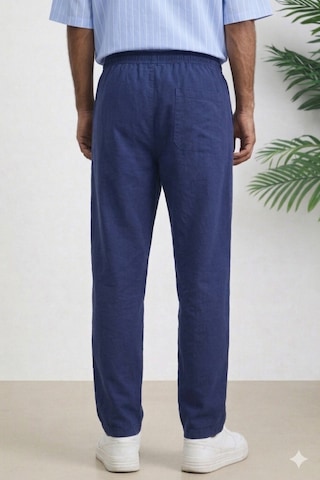 Tarz Cool Erkek Yazlık Keten Karışımı Relaxed Pantolon Lacivert