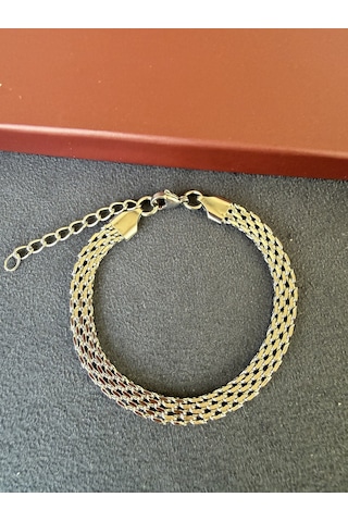 Paslanmaz Kararmaz Özel Tasarım Çelik Bileklik 18+5cm 6mm Beyaz