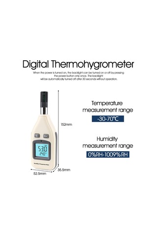 Benetech Gm1362 1.45 İnç Ekran Dijital Nem Ve Sıcaklık Ölçer Beyaz