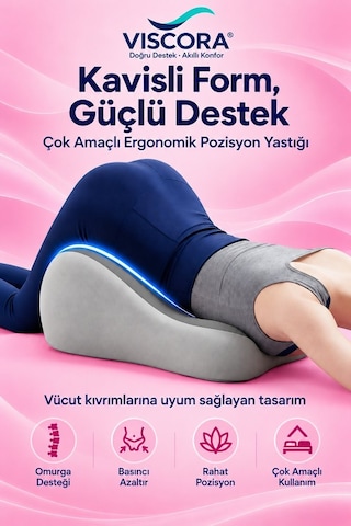 Eğimli Üçgen Matı Kişisel Konfor Alanınız İçin Çok Amaçlı Visco Destek Minderi 50 40 23 Cm Gri