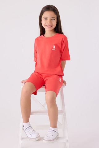 U.S. Polo Assn. Kız Çocuk Pembe Bermuda Takım Us1848-c-v8 Pembe