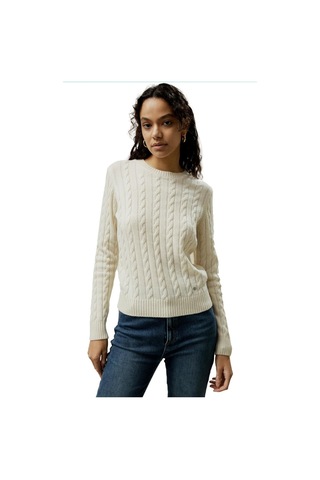 Youknitwear You Rio Bisiklet Yaka Kadın Kazak Beyaz