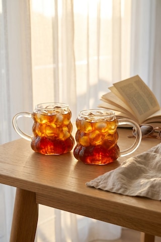 Lume 2 Li Kulplu Cam Bardak Seti - 350 Ml Şeffaf