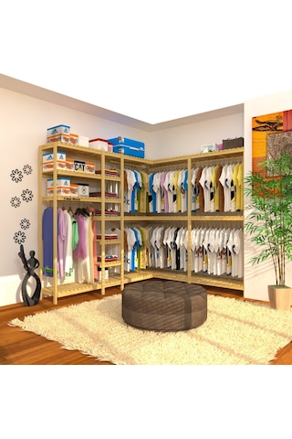 Cabide - L Açık Ahşap Gardırop