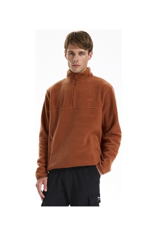 Jeep Kiremit Erkek Dik Relaxed Düz Polar Sweatshırt C4wm-swt4201