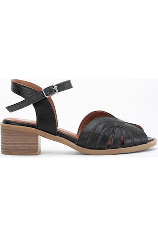 Analin Shoes Kadın Hakiki Deri Bilekten Bağlı Sandalet - Kahve Siyah