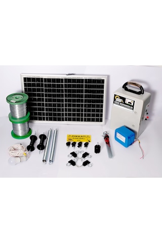 Elektrikli Çit 18a Lifepo Set-6 Domuz Ayı Kovucu 50 Watt Panel 1000mt Galv. 200 Ad. Ağaç İzolatör