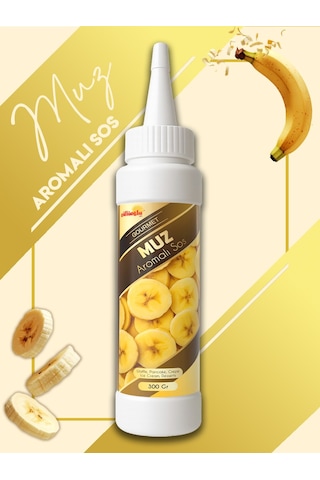 Güllüoğlu Muz Aromalı Sos - Waffle & Krep & Pankek & Tatlı & Dondurma & Kruvasan Sos - 300 Gr / 225 Ml