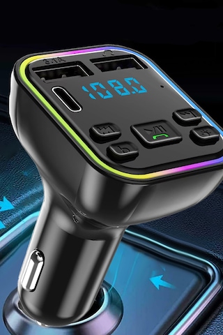 Siyah Fm Verici Araba Için Bluetooth Uyumlu Araç Adaptörü Çift Usb Şarj Cihazı Mp3 Çalar Desteği