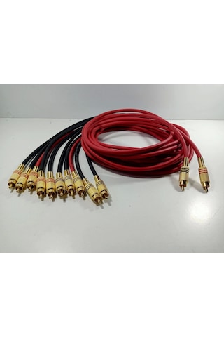 Amfi Rca Kablosu El Yapımı 2 Giriş 10 Çıkış %100 Bakır Parazit Yapmaz Anfi Rca Kablosu 5 Metre