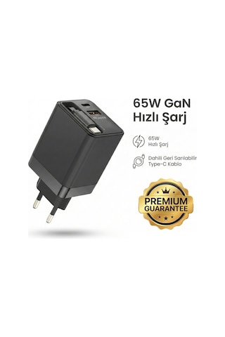 65w Super Fast Charger Type-c Hızlı Şarj Adaptörü Laptop, Tablet & Telefon Uyumlu SİYAH