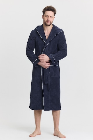 Mulberry Triga Erkek Bornoz %100 Pamuk Kapüşonlu Lacivert