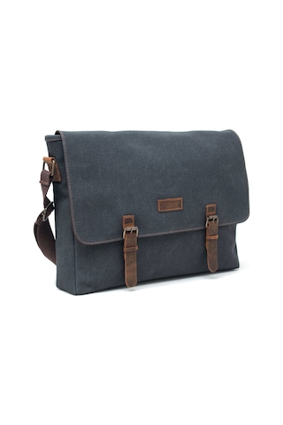Gillario Design 03 Kanvas-deri Siyah 15.6 Inch Laptop Çantası Siyah Kahverengi