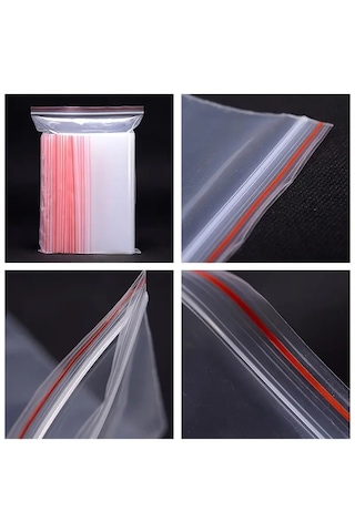 Hg Ambalaj 100 Adet 8x10 Cm Şeffaf Kilitli Poşet, Kına Çerez Kuruyemiş Poşeti, Kilitli Torba