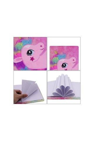 Unicorn Tasarımlı Peluş Çizgili Defter