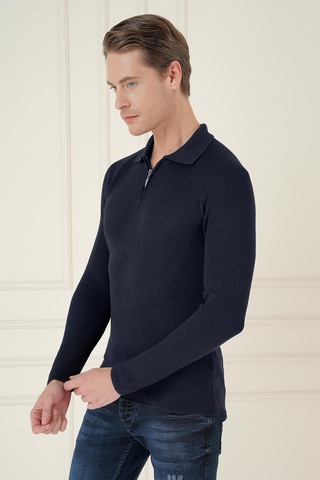 Efor Tr 878 Triko Slim Fit Lacivert Basic Lacivert
