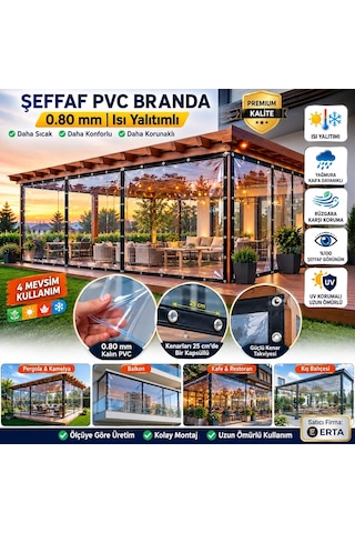 1,90 Metre X 1,50 Metre 0.80mm Şeffaf Pvc Branda 1. Kalite Malzeme İşçilik