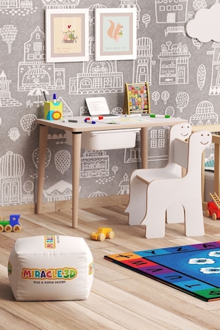 Miracle 3d Çocuk Oyun Etkinlik Çalışma Masası Ve Sandalye, Aktivite Masası,yaz-sil Masa Beyaz