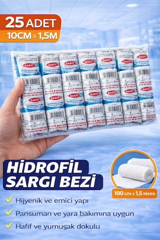 Hidrofil Sargı Bezi 10x150 Cm 25 Adet Hastane Tipi Yüksek Emici Medikal Bandaj