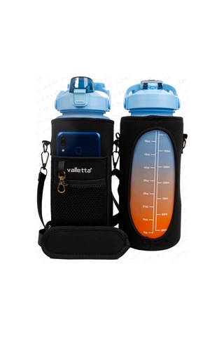 Valletta Eldorado 3lü Set Çantalı Motivasyonel Su Matarası Mavi