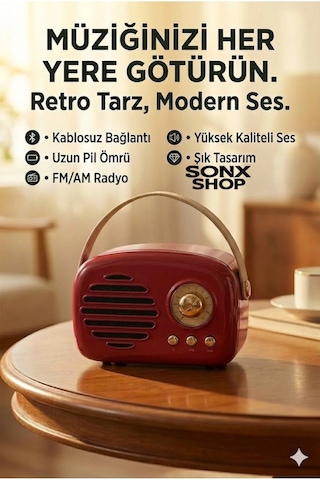 Durukar Nostaljik Retro Bluetooth Hoparlör - Fm Radyo, Usb Ve Bluetooth Kablosuz Hoparlör