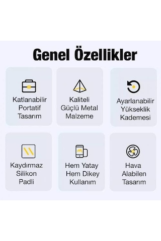 Polham Portatif Katlanabilir Yükseklik Ayarlı Laptop Standı Laptop Sehpası Ayarlanabilir Tasarım