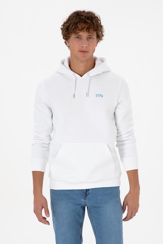 U.S. Polo Assn. Erkek Regular Fit Kapüşonlu Şardonlu Beyaz Basic Sweatshirt 50315582-VR013